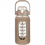 1000ML klaasist veepudelid k&otilde;rrega, klaaspudel silikoon&uuml;mbrise ja ajam&auml;rgistusega, j&otilde;usaali, telkimise, kodu kontori jaoks 32oz 9.4x9.4x25cm