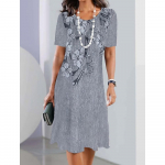 Elegantne l&uuml;hikeste varrukatega kleit, suvine naisteriided 2XL