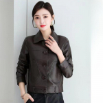 Naiste nahktagi kevad- ja s&uuml;gisene Korea versioon PU nahktagi lahtisest l&uuml;hikesest mootorratta nahktagi XXL must