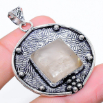Golden Rutile Handmade 925 Sterling Silver Jewelry Pendant 1.97 u4k51