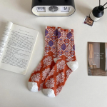 Etniline reljeef naiste sokid Jaapani stiilis mood vintage pikad sokid naistele Harajuku retro puuvillased kootud keskmise pikkusega sokid tumesinine