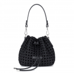 2024 Luksuslik k&auml;sitsi kootud ni&scaron;idisainiga &otilde;la- ja crossbody &auml;mbrikott 19x12x18 cm must