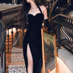 Hepburni stiilis must p&auml;itsetega &otilde;htukleit: Luksuslik prantsusep&auml;raselt inspireeritud seksikas s&uuml;nnip&auml;eva- ja banketir&otilde;ivas naistele Medium