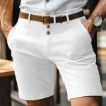 Suvised vintage n&ouml;&ouml;bitavad linased l&uuml;hikesed p&uuml;ksid meestele, vabaaja, hingavad, slim fit, sirge l&otilde;ikega, moekad meeste &uuml;hev&auml;rvilised l&uuml;hikesed p&uuml;ksid L valge