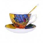 LuuKeraamika Van Gogh Kunstimaal T&auml;htede &Ouml;&ouml; P&auml;evalilled K&uuml;lvaja Iirised Saint-remy Teetassid Kruusid Kohvitassialused Lusikad Komplekt
