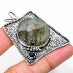 Labradorite, Blue Topaz 925 Sterling Silver Jewelry Pendant 2.17 l2z51