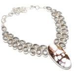 Wild Horse, White Topaz Handmade 925 Sterling Silver Jewelry Necklace 18 q5p33