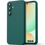 Coque pour Samsung Galaxy S24 FE (pas pour S24), Protection Silicone Souple Doux Slim Anti-Rayures Vert Nuit