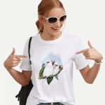 Akvarell Cockatiel Parrot Bird Print Naiste T-s&auml;rk Naljakas Avokaado T-s&auml;rk Femme Harajuku Kawaii Riided Valge Naiste T-s&auml;rk S