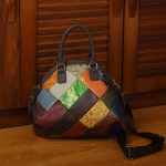 Ehtsa nahast crossbody kott naistele kantav &otilde;lakott v&auml;rvikontrast geomeetriline muster retro stiil pehme juhuslik v&auml;rv kontrast