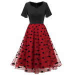 Naiste p&auml;ikesekleidid V&otilde;rgust kohev tr&uuml;kitud tikandid Retro palee stiilis kiik Midi kleit, pidulik pidu, vabaaja v&auml;lir&otilde;ivad L