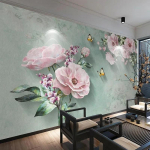Fototapeet Euroopa stiilis retro 3d roosi&otilde;ie liblika seinamaal elutuba magamistuba kodu sisekujundus 200 cm(W) x 140 cm(H)