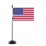 Drapeau de Table - Etats-Unis - 14 x 21 cm - Pol&uuml;ester - M&acirc;t en Plastique - Impression Recto/Verso