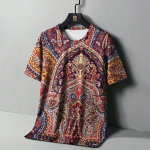 Vintage meeste T-s&auml;rk etnilise tr&uuml;kiga vabaaja l&uuml;hikeste varrukatega suvine &uuml;markaelus T&auml;navar&otilde;ivad Meeste avar dressipluus Hingavad meeste riided S