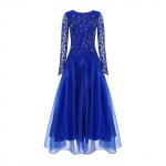 Naiste saalitantsu v&otilde;istluskleit S&auml;delevad strassid Lilleline pits Pikkade varrukatega Lai laienev all&auml;&auml;r Ballikleit L kuum roosa v&auml;rv