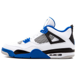 Air Jordan 4 Retro Motorsports Meeste Tossud Valge Game-Royal Must 308497-117 48.5