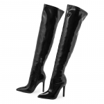 Mood Comemore Seksikad Stiletto K&otilde;rged Kontsad Naiste &Uuml;le P&otilde;lve Saapad Terava Ninaga Naiste Kingad Pole Tants Mustad Pikad Naiste Saapad 35 must