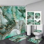 Marmorist du&scaron;ikardinakomplekt Loov akvarellitindi kunst Geomeetriline modernne vannitoadekoor P&otilde;randavaip Vannimatid WC-kaane kate 180x180cm-Curtain