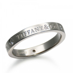 Used TIFFANY&Co. Ring Flat band EU#50 Pt950Platinum/diamond 4.9g Platinum jewelry