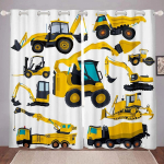 2 tk Multifilmiautod Veoauto Aknakardinad, Ekskavaator Traktor Veoautod Aasadega Kardinad Poiste Ehituseteemalised Kardinad Magamistoa jaoks W60H60(CM)x2pcs&HOOK