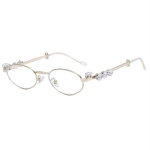Teemantkujundusega Moodne Br&auml;nd Vintage Ellips Metallraamiga P&auml;ikeseprillid Naistele Retseptiga L&uuml;hin&auml;gelikkuse Prillid -1.5 -2.5 -3.5 -4 myopia-0.5 white