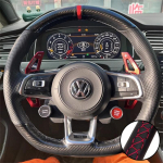 Auto roolikatte s&uuml;sinikkiust nahast Volkswagen VW Golf 7 GTI Golf R MK7 VW Polo GTI Scirocco 2015 2016 siseosa jaoks Red Thread