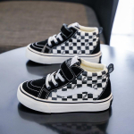 2025 kevad-s&uuml;gis uued laste l&otilde;uendkingad poisid k&otilde;rged pl&auml;tud t&uuml;drukud vabaajakingad keskmised lapsed beebi riidest kingad 21 inner length 14.5/suitable for foot length 14.0 black