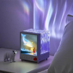 Aurora Box Projektor &Ouml;&ouml;lamp Bluetooth &Uuml;mbritsev Valgus Valge M&uuml;raga Astmetu H&auml;mardamine Lambi k&otilde;rval Magamistoa Kaunistuseks Multi functional box valge