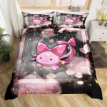 Multikas Axolotl Tekikott Kuninganna Kaksiksuurus Salamander Voodipesukomplekt Lastele Poistele T&uuml;drukutele Kawaii Merielu Olend Tekikate EU Single(135*200cm)3pcs