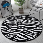 Sebratriibuline &uuml;mmargune vaip Must-valge elutoa piirkonnavaip Toolimatt Flanell libisemiskindel Laste magamistoavaip Vannitoa vannimatt Diameter 60cm gray