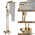 { output_title : Robinet Douche Dor&eacute;e, T&ecirc;te de Pluie 8 , Hauteur R&eacute;glable 83-115cm }, Dor&eacute;
