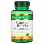 Nature's Bounty, Ginkgo Biloba, 60 mg, 200 kapslit (30 mg kapsli kohta)