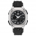 Adidas Originals kvartsikell kummirihmaga 45 mm must sihver 50 m veekindel unisex-kell AOFH23575 Black Dial
