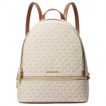 Michael Kors MK Rhea Logo Prindi V&auml;rviplokk Disain Kunstnahast Seljakott Keskmine Naiste seljakott Beež Pruun 35S5GRAB2B-VANILLA Basic Set (Bag+Dust Bag)