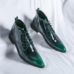 Heledad kingad Meeste lillad pidulikud nahast k&otilde;rge &uuml;laosaga kleit kingad meestele New Style Man Business Kingad Yuppie Brogue kingad 38 roheline