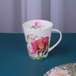 Portselankruus Bone China Teetass Kohvitass Kamellia lillede mustriga teekomplektid roosa