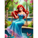 Disney 5D DIY Teemantmaalimine V&auml;ike Merineitsi Ariel Tikand Mosaiik Ristpiste Kodu Kaunistus Kingitus K&auml;sit&ouml;&ouml; Round 50x70cm