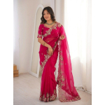Unistav Elegants Fendy &Scaron;ifoonist Saree | Peoasendiks Pehme Fendy &Scaron;ifoonist Saree &ndash; kerge, voogav & vaevatult graatsiline | tumeroosa v&auml;rv