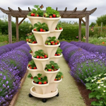 6-korruseline ratastega plastist lillepott, 3D mitmekihiline istutuskast, spetsiaalne konteiner k&ouml;&ouml;giviljadele, maasikapott, r&otilde;dukasti k&ouml;&ouml;giviljaistutus 6-layer wheeled flower pot