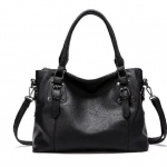 Suure Mahutavusega T&otilde;mblukuga K&auml;ekott Retro Disainiga Naiste K&auml;ekotid Pehme PU Nahk Mitme Taskuga Vabaaja Naiste &Otilde;la- v&otilde;i Crossbody Kott must