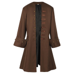 Meeste Keskaegne Piraat Steampunk Jakk - T&auml;iskasvanute Halloweeni Cosplay Mantel M brown