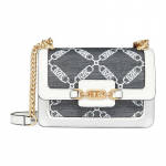 MICHAEL KORS Heather presb&uuml;oopiline kettmagnetiline sulgur, kunstnahast plaastert&ouml;&ouml;, &otilde;la-crossbody kott, eriti v&auml;ike, naiste, valge ja must must