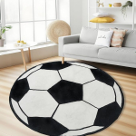 &Uuml;mmargune sporditeemaline vaipmatt - Jalgpalli, pesapalli, korvpalli mustriga kodukaunistus elutuppa, lastetuppa, kodumatt 120x120cm