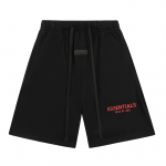 Fear Of God Essentials Punase Kirjaga Tr&uuml;kitud Huppari L&uuml;hikesed P&uuml;ksid Unisex Lahtised Puuvillased Pingutusn&ouml;&ouml;riga Elastsed V&ouml;&ouml;koht Vabaaja Spordip&uuml;ksid S