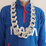 Liialdatud suur &uuml;le suuruse kuuba keti kaelakee Plaaditud akr&uuml;&uuml;l Suurte l&uuml;lidega keti kaelakee Meeste ehted Kuldne Rock Punk Mehelik Pop 44inches(111.76cm)&Oversized h&otilde;be