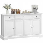 Buffetkapp - HOMCOM - 3 sahtlit, 4 pehme sulgemisega ust ja reguleeritavad riiulid - puit - 136 x 38 x 80 cm - valge