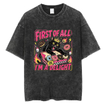 2026 M&auml;ngu printsess Donut Dungeoni roomaja Carl Vintage pestud T-s&auml;rgid Mehed Naised Harajuku moer&otilde;ivad L&uuml;hikeste varrukatega T-s&auml;rk L black