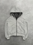 Naiste kahepoolne kapuutsiga lukuga dressipluus L&otilde;tv l&otilde;ige Vintaažne leopardimustriga Kahepoolne pikkade varrukatega kapuutsiga dressipluus S gray