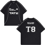 Tate McRae T8 S&auml;rk uus V-kaelusega T-s&auml;rk moodne t&auml;navastiil meeste ja naiste vaba aja spordi kvaliteetne s&auml;rk M must