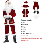Luksuslik Sametine J&otilde;uluvana Kost&uuml;&uuml;m J&otilde;ulupidustusteks Ja Cosplay Pidudeks Costume Set,6XL white